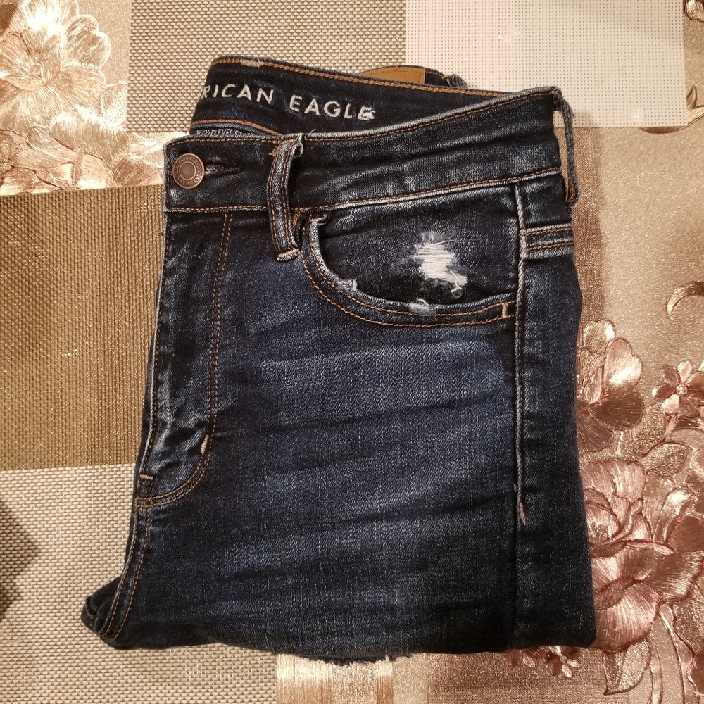 American eagle distress high rise jeans